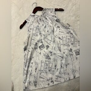 Chic Sleeveless Top with Fashion Sketch Print sze med